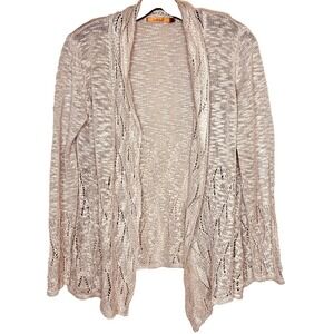 Belldini Women's Open Front Knit Cardigan Lightweight Draped Size L‎ Beige